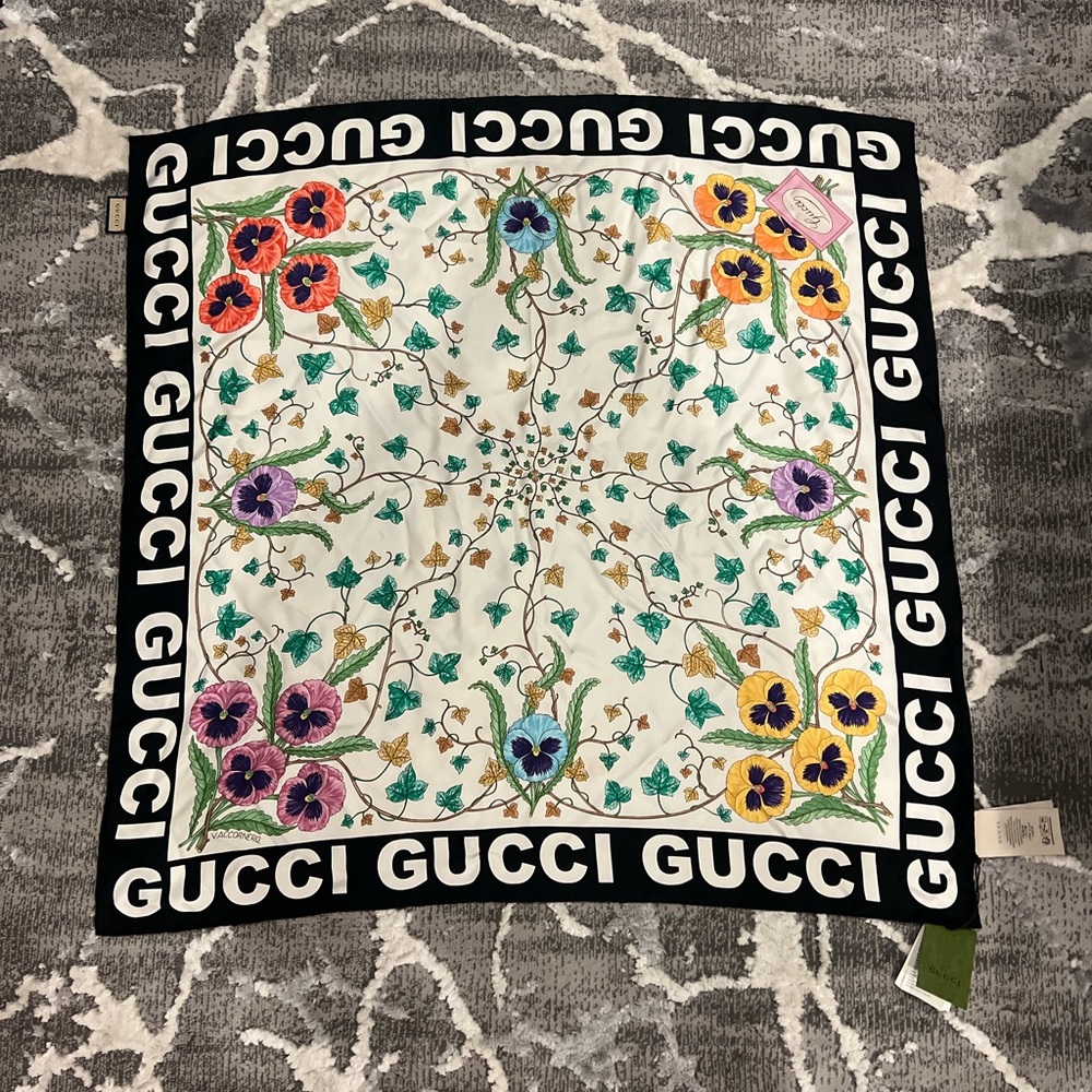Floral Gucci scarf with tags